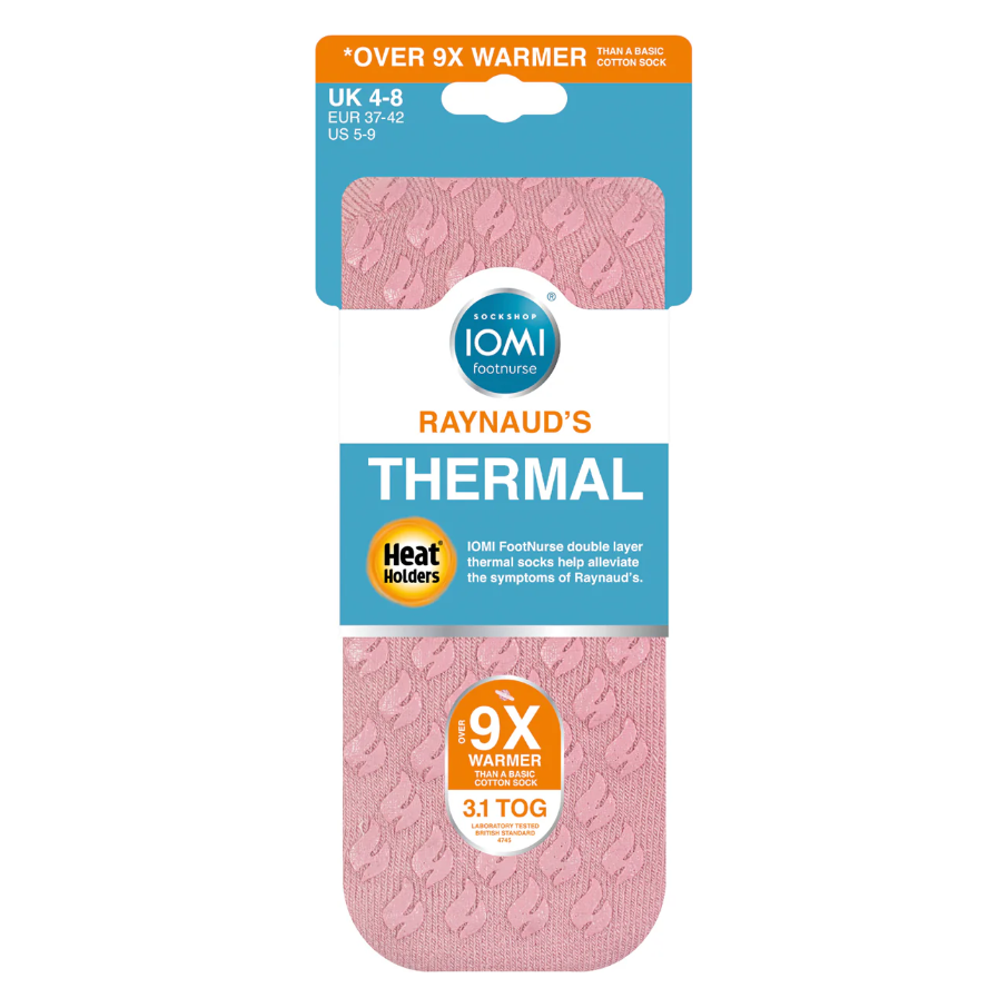 1 Pair Ladies Heat Holders Raynaud's Thermal Slipper Socks - Rose