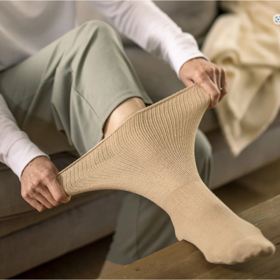 1 Pair Extra Wide Oedema Socks - Beige