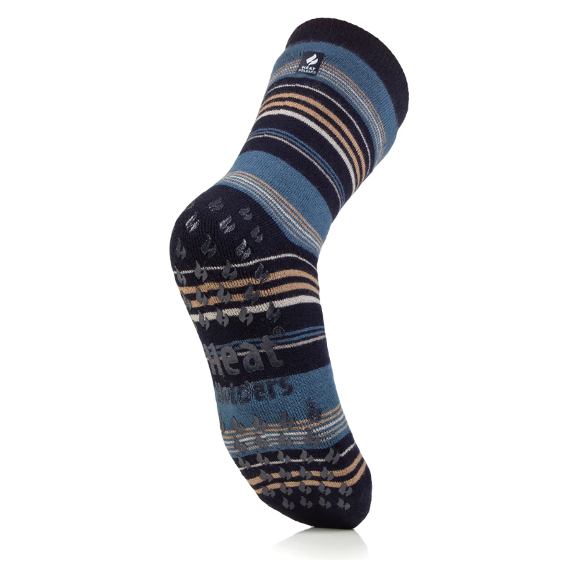 1 Pair Mens Heat Holders Raynaud's Thermal Slipper Socks - Navy Stripe