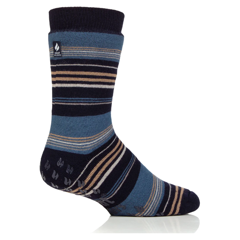 1 Pair Mens Heat Holders Raynaud's Thermal Slipper Socks - Navy Stripe
