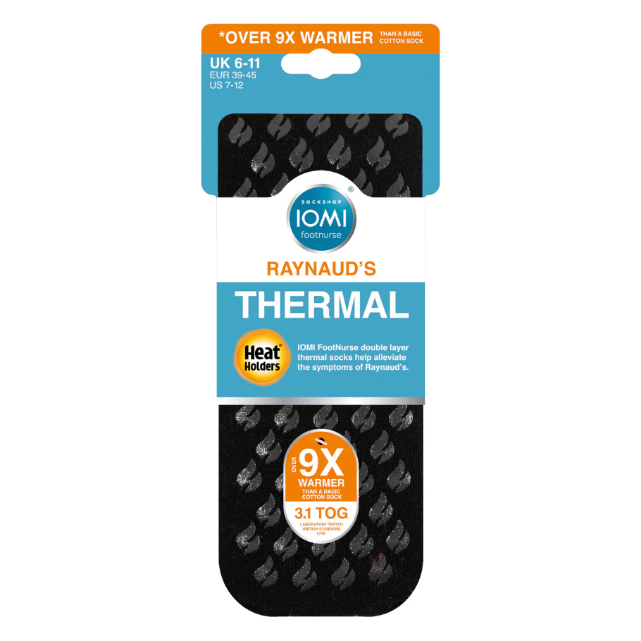 1 Pair Mens Heat Holders Raynaud's Thermal Slipper Socks - Black Block Stripe