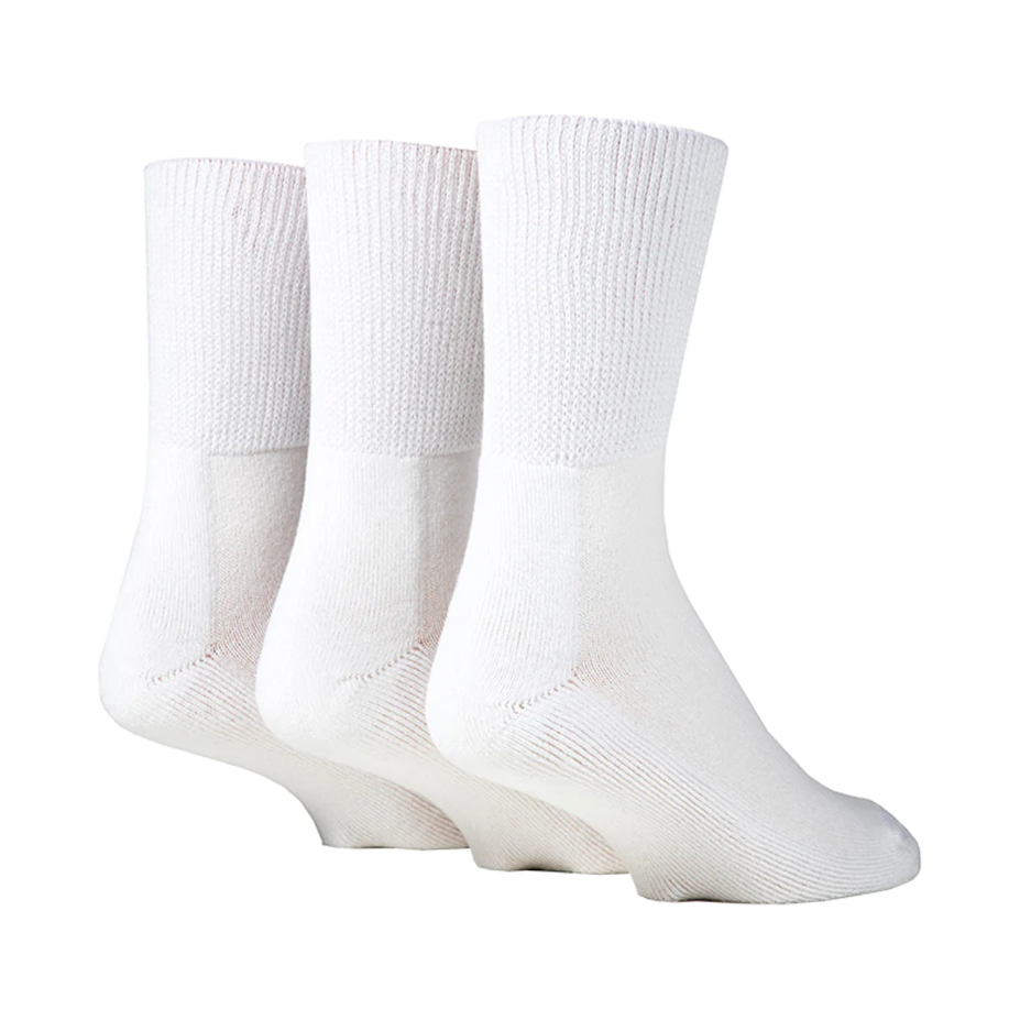 3 Pairs Ladies Cushion Foot Bamboo Diabetic Socks - White