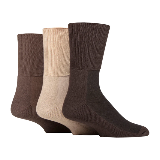 3 Pairs Mens Cushion Foot Bamboo Diabetic Socks - Coffee Bean
