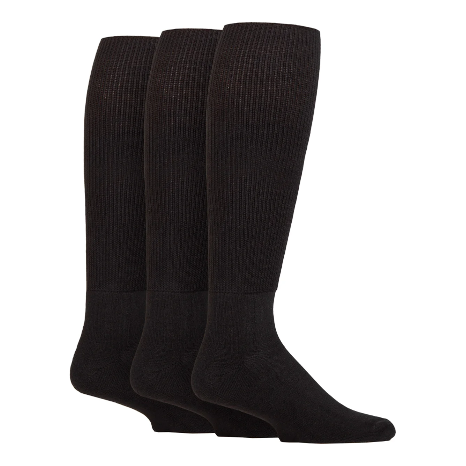 3 Pairs Ladies Knee Length Bamboo Diabetic Socks - Black