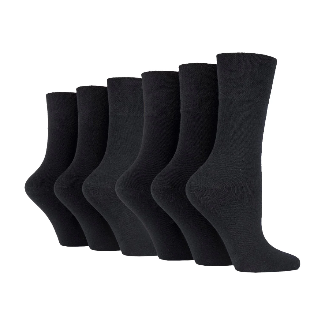 6 Pairs Ladies Diabetic Socks - Black