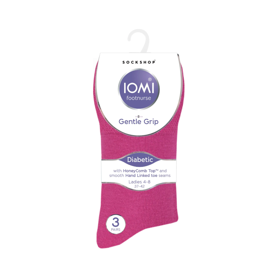 6 Pairs Ladies Diabetic Socks - Pink/Purple