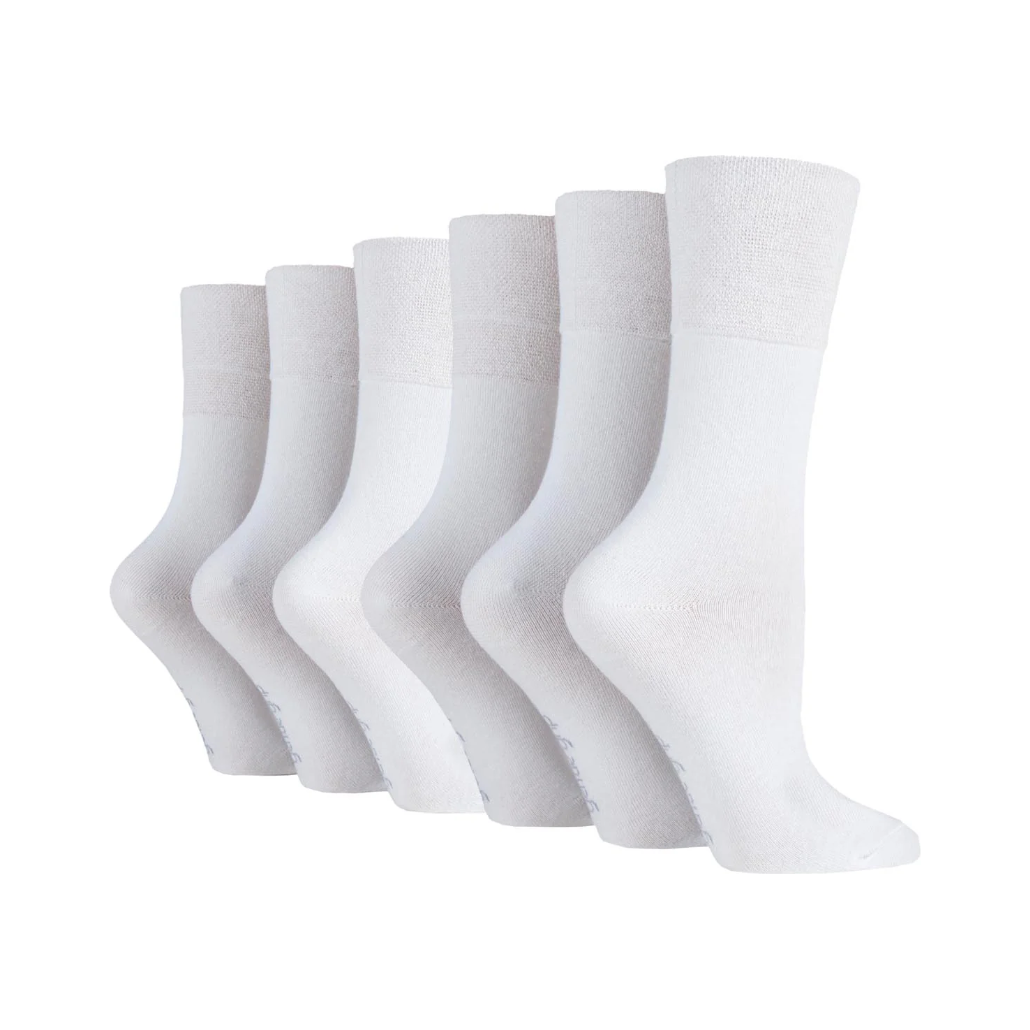 6 Pairs Ladies Diabetic Socks - White