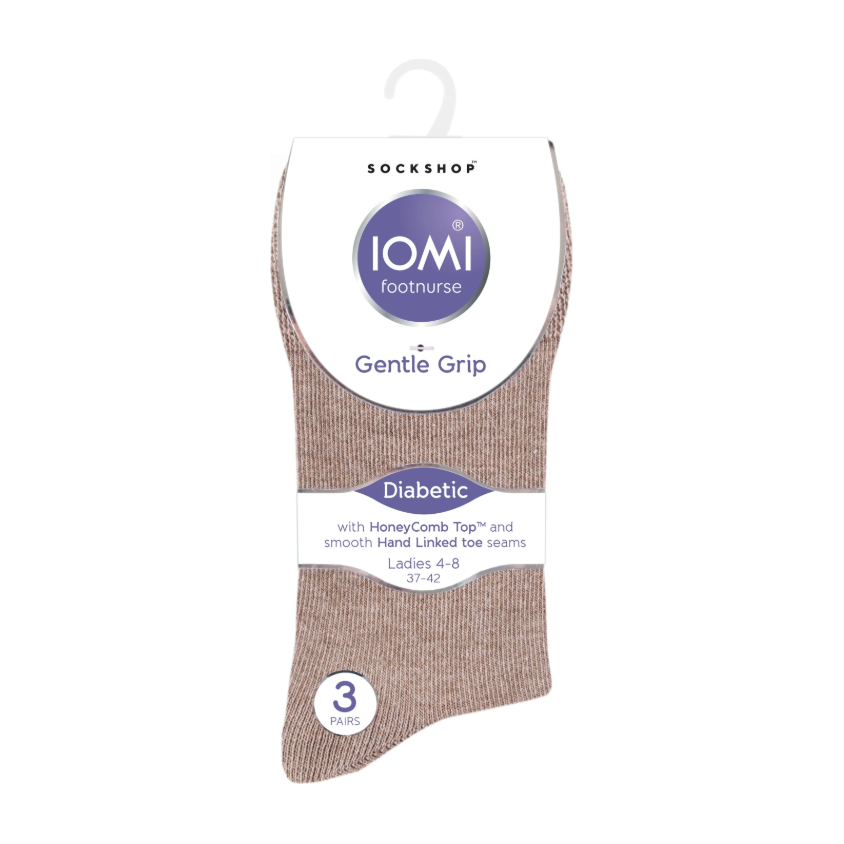6 Pairs Ladies Diabetic Socks - Dark Brown Mix