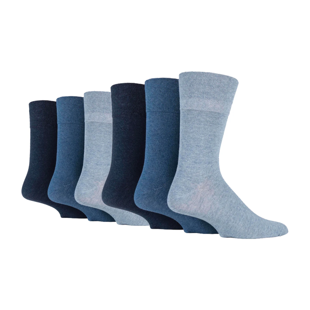 6 Pairs Men's Diabetic Socks - Blue
