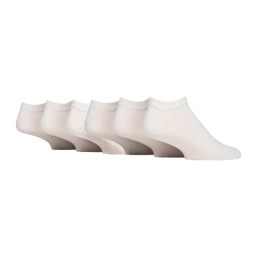 6 Pairs Men's Diabetic Trainer Socks - White