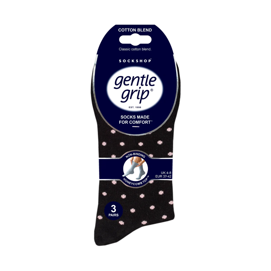 12 Pairs Ladies Gentle Grip Socks - Digital Dots