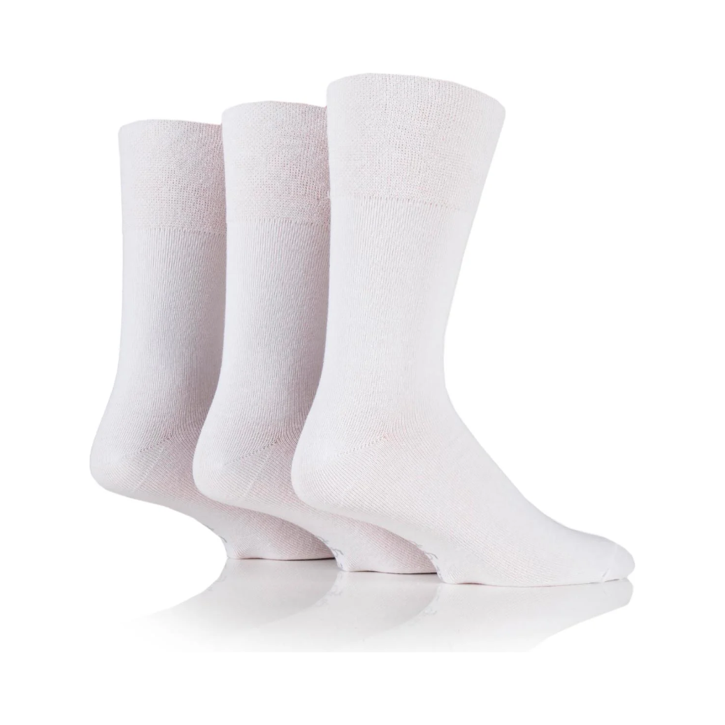 12 Pairs Mens Gentle Grip Socks - White