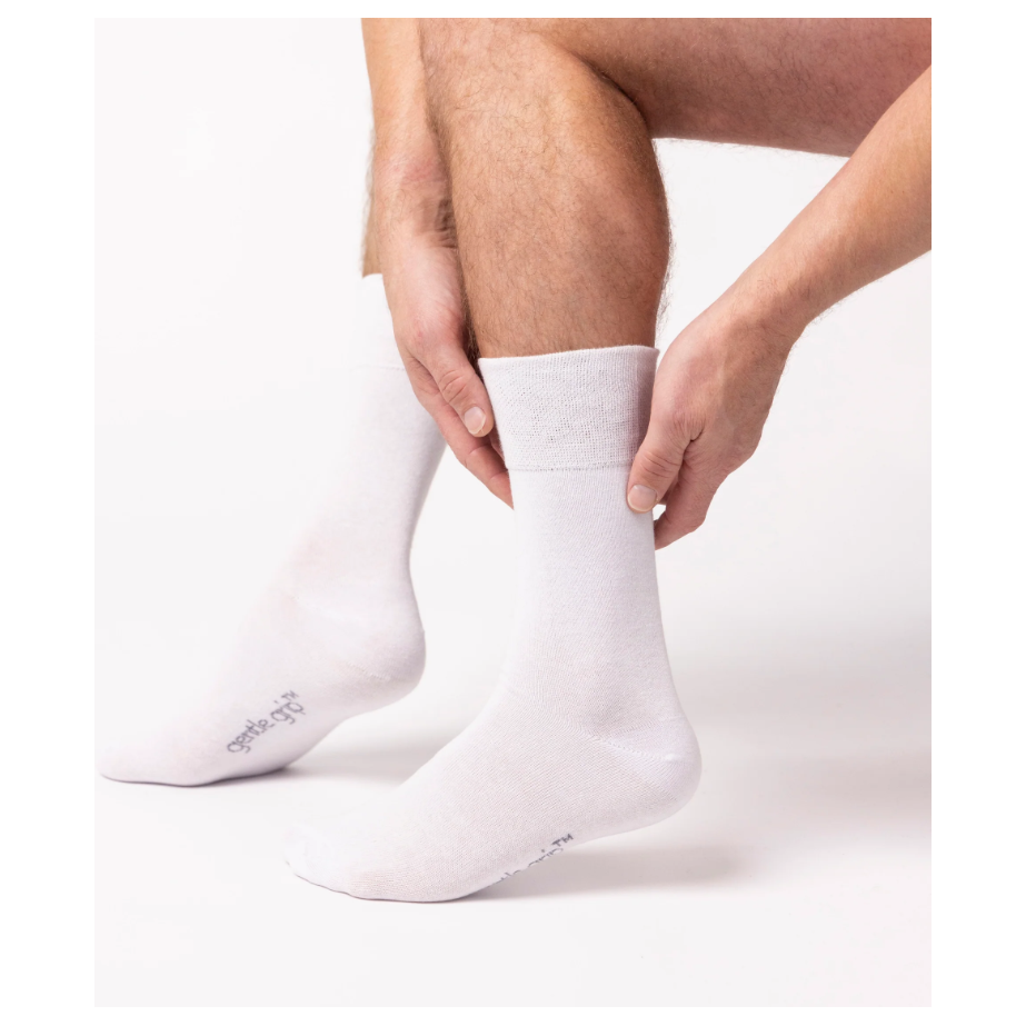 12 Pairs Mens Gentle Grip Socks - White