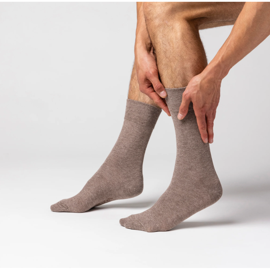 12 Pairs Mens Gentle Grip Socks - Brown Mix