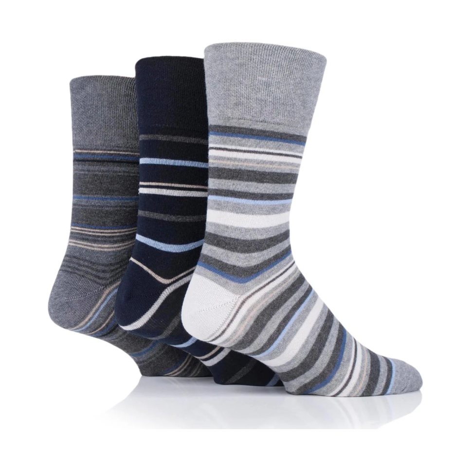 12 Pairs Mens Gentle Grip Socks - Sea Breeze