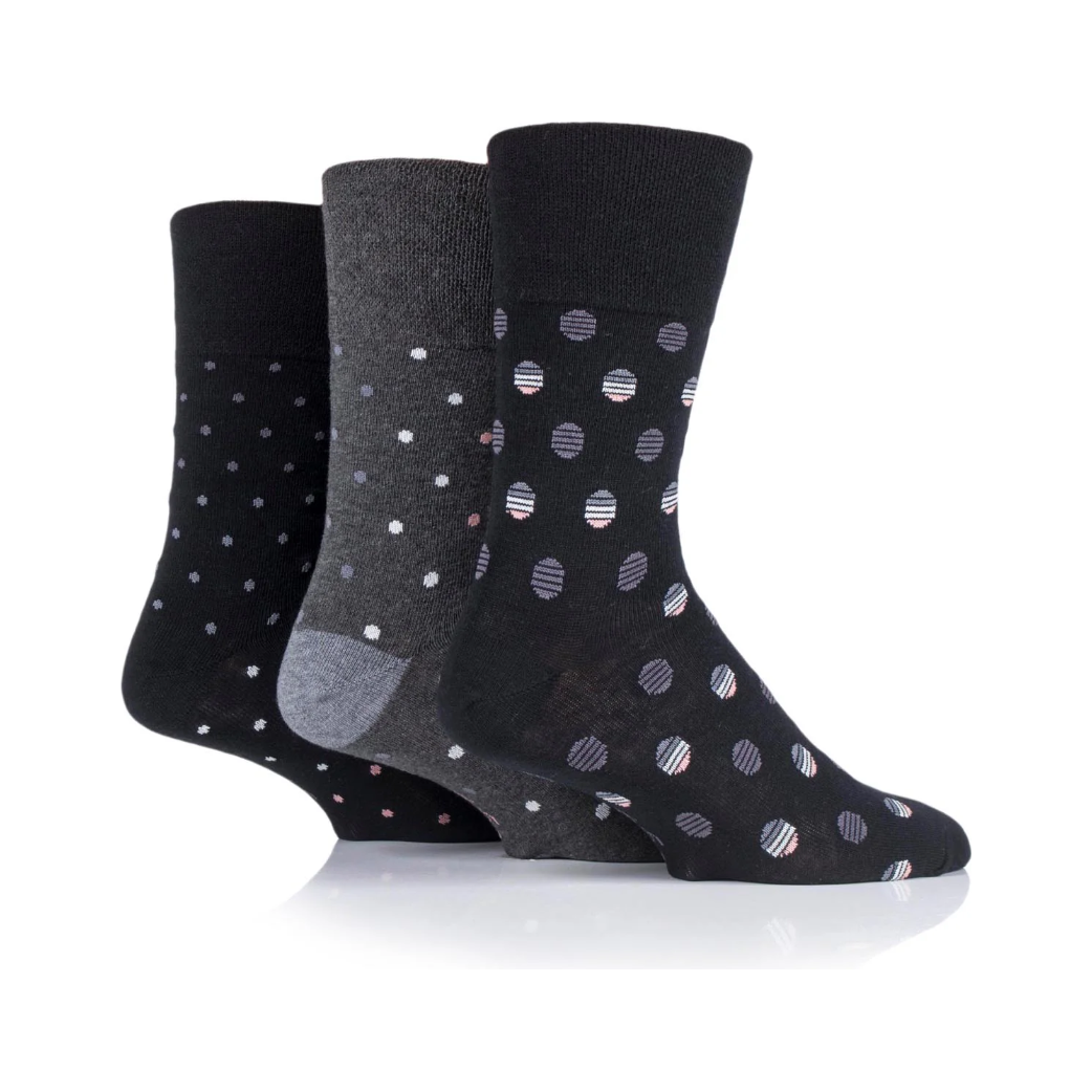 12 Pairs Mens Gentle Grip Socks - Polka Pop