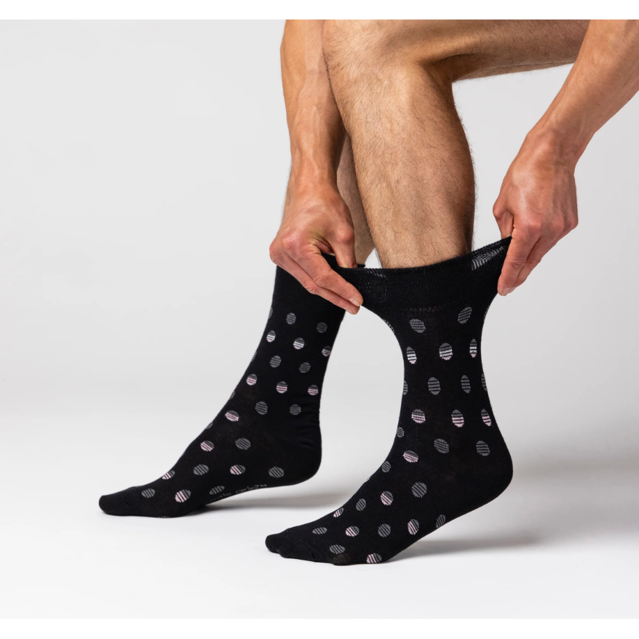 12 Pairs Mens Gentle Grip Socks - Polka Pop