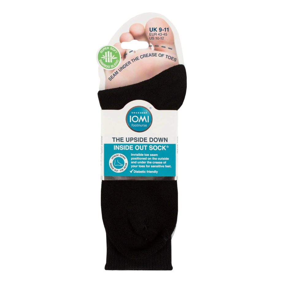 1 Pair Upside Down Inside Out Socks - Black