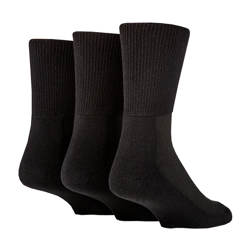 3 Pairs Mens Cushion Foot Bamboo Diabetic Socks - Black