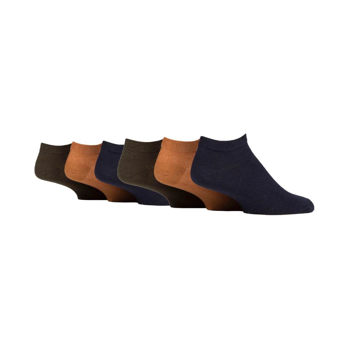 6 Pairs Men's Diabetic Trainer Socks - Ochre Mix