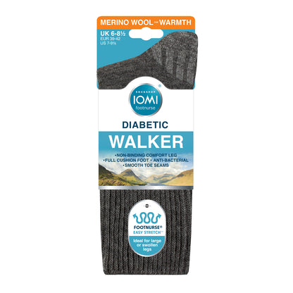 1 Pair IOMI Diabetic Walker Wool Boot Socks - Charcoal
