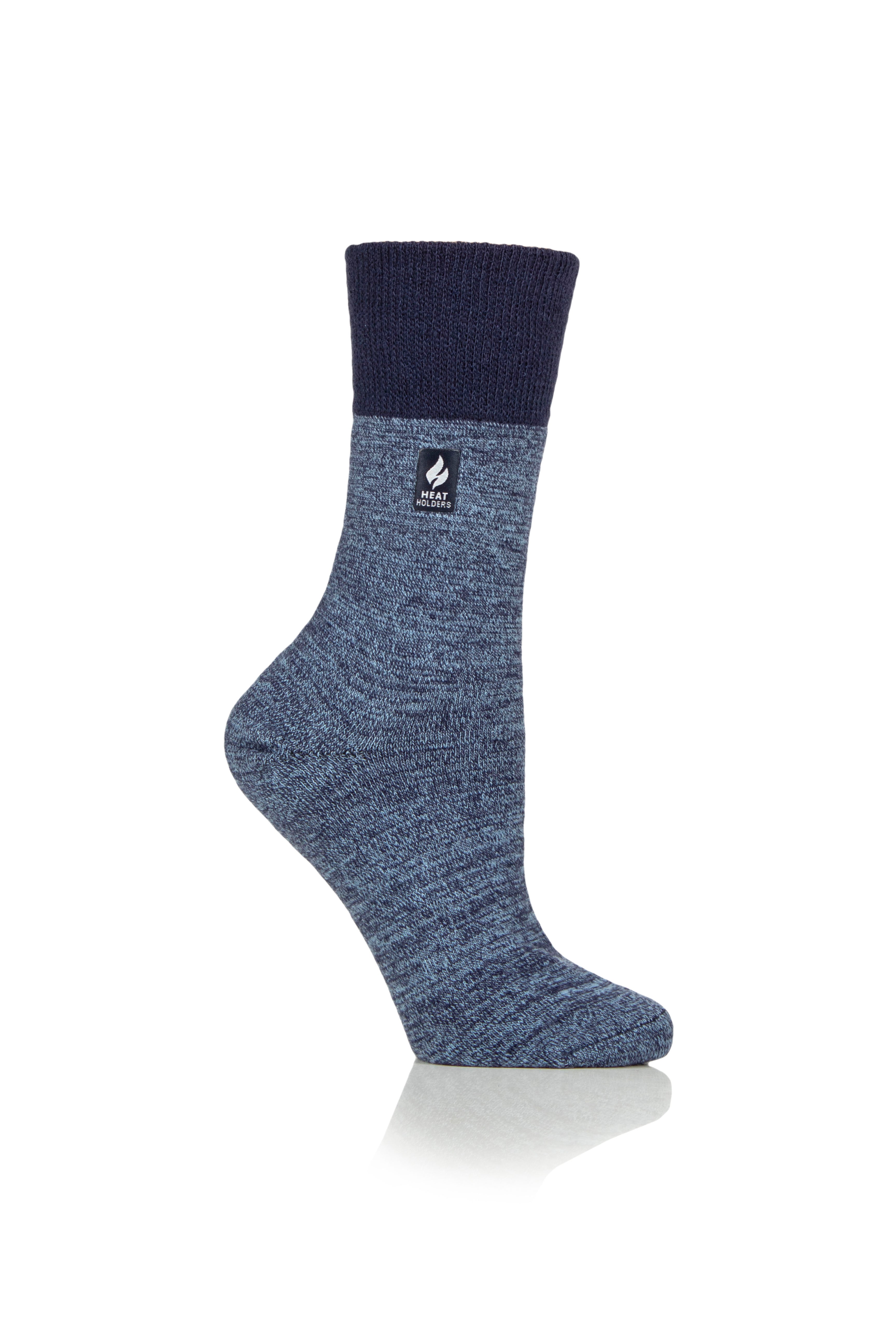 3 Pairs Ladies Gentle Grip Thermal Socks - Soft Navy/Dream Blue