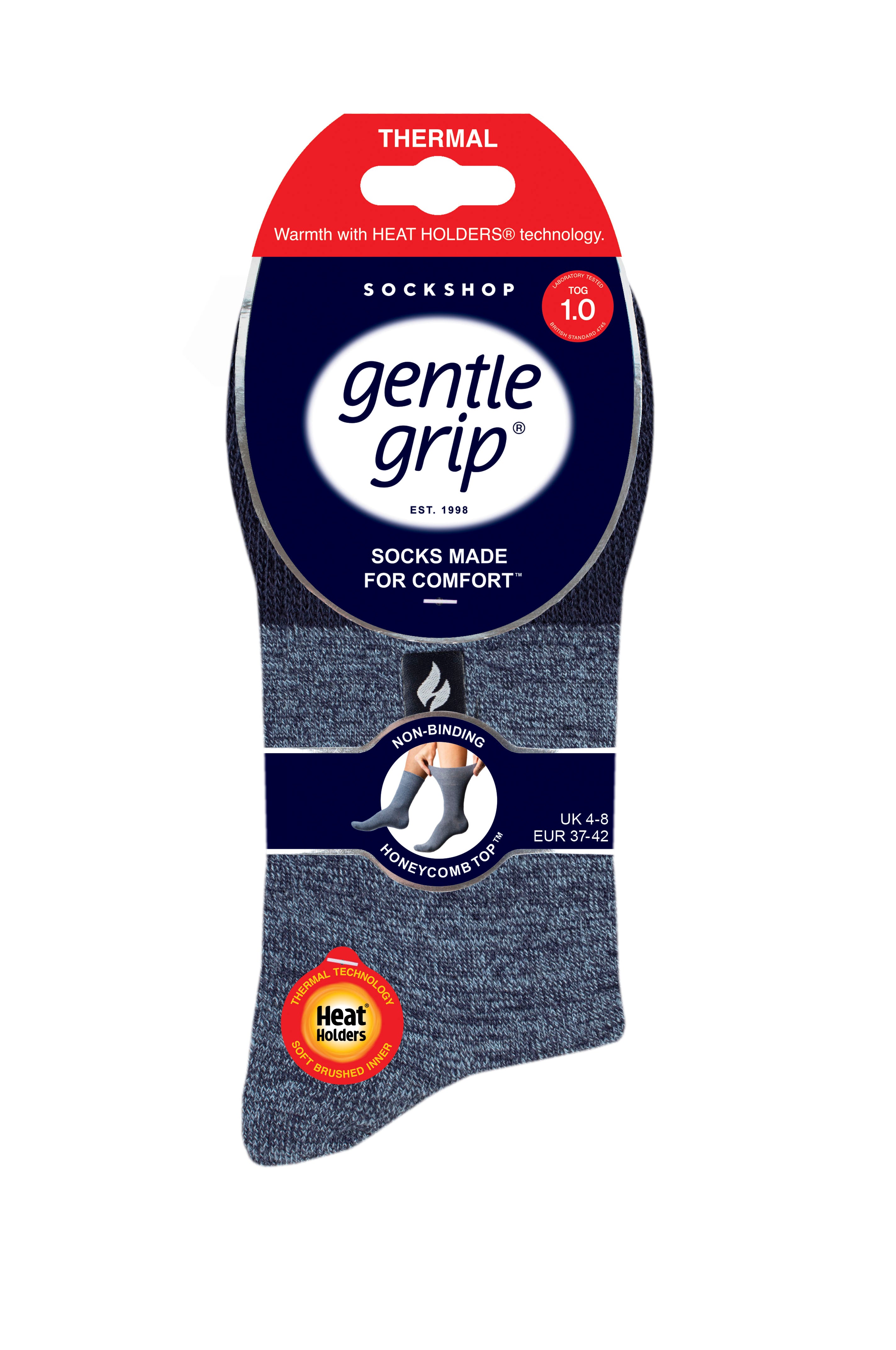 3 Pairs Ladies Gentle Grip Thermal Socks - Soft Navy/Dream Blue