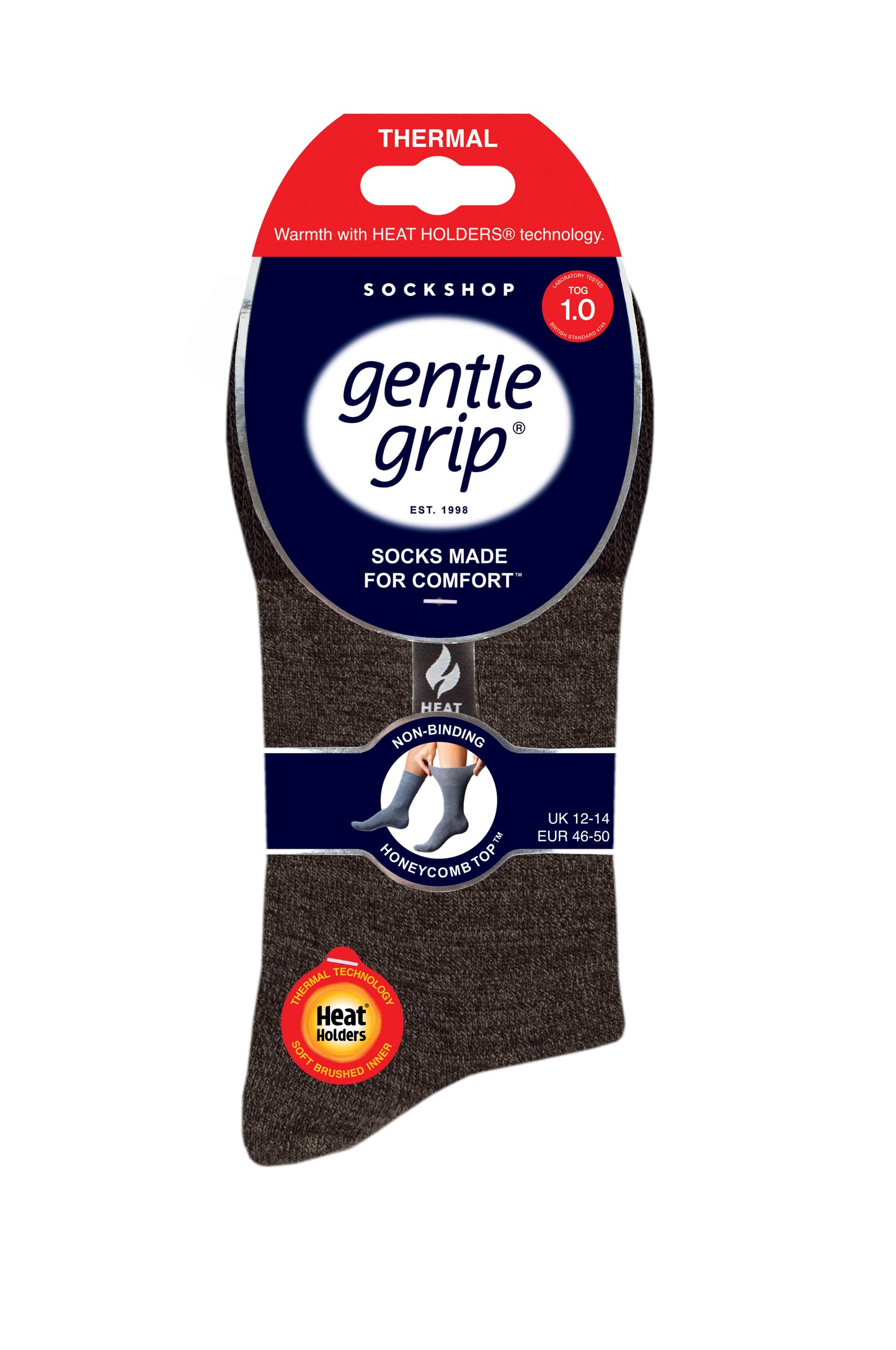 3 Pairs Mens Gentle Grip Thermal Socks BigFoot - Charcoal