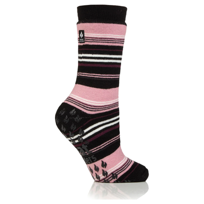 1 Pair Ladies Heat Holders Raynaud's Thermal Slipper Socks - Black Stripe