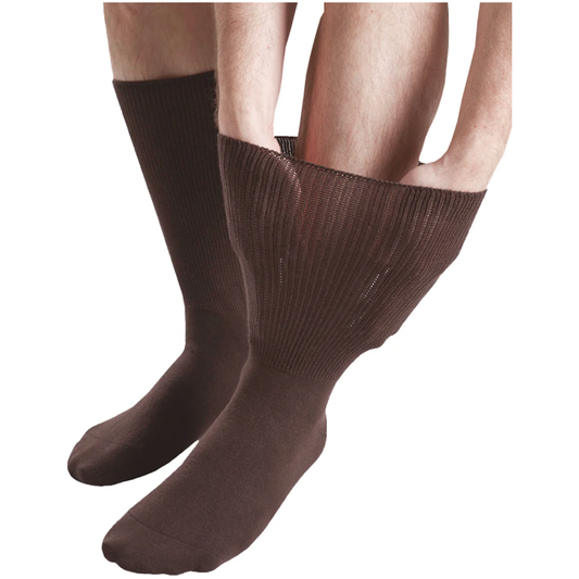 1 Pair Extra Wide Oedema Socks - Brown