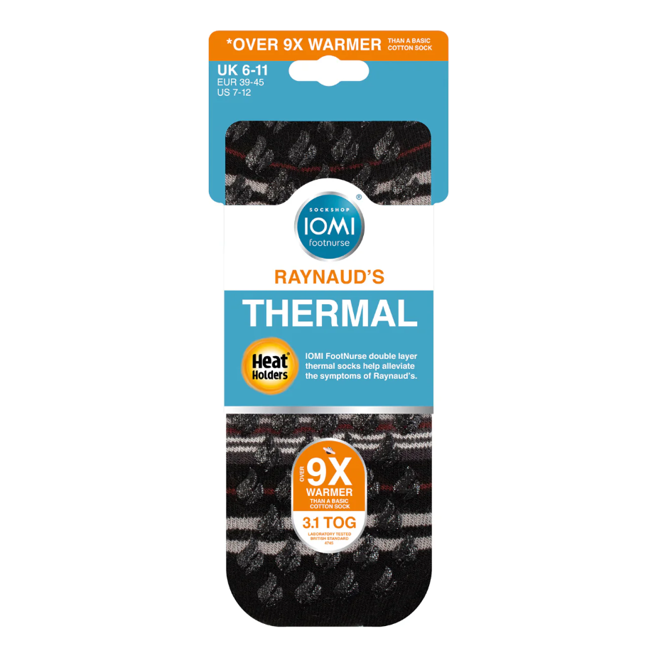1 Pair Mens Heat Holders Raynaud's Thermal Slipper Socks - Black Stripe