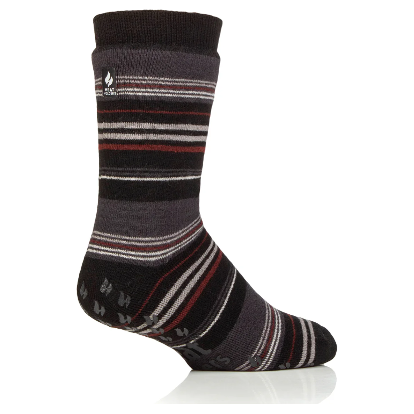 1 Pair Mens Heat Holders Raynaud's Thermal Slipper Socks - Black Stripe