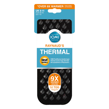 1 Pair Mens Heat Holders Raynaud's Thermal Slipper Socks - Black Block Stripe