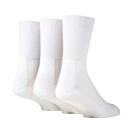 3 Pairs Mens Cushion Foot Bamboo Diabetic Socks - White