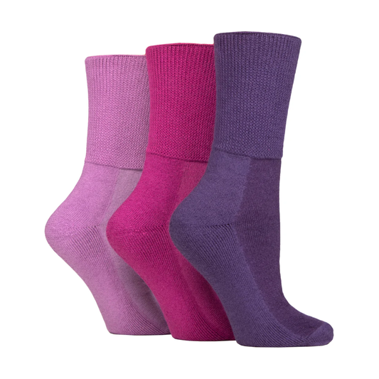 3 Pairs Ladies Cushion Foot Bamboo Diabetic Socks - Blackberry