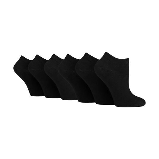 6 Pairs Ladies Diabetic Trainer Socks - Black
