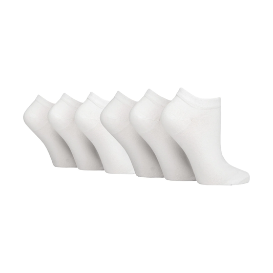 6 Pairs Ladies Diabetic Trainer Socks - White