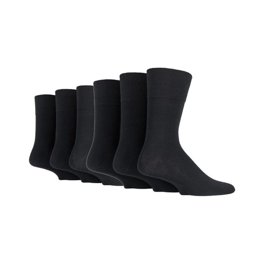 6 Pairs Men's Diabetic Socks - Black