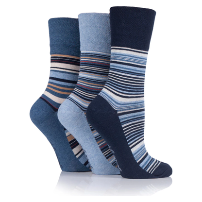12 Pairs Ladies Gentle Grip Socks - Intellect Navy/Denim