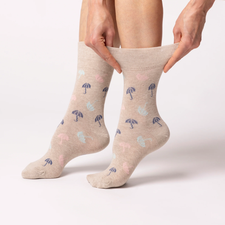 12 Pairs Ladies Gentle Grip Socks - Rainy Days