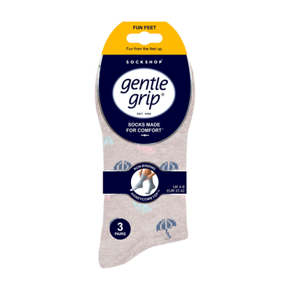 12 Pairs Ladies Gentle Grip Socks - Rainy Days