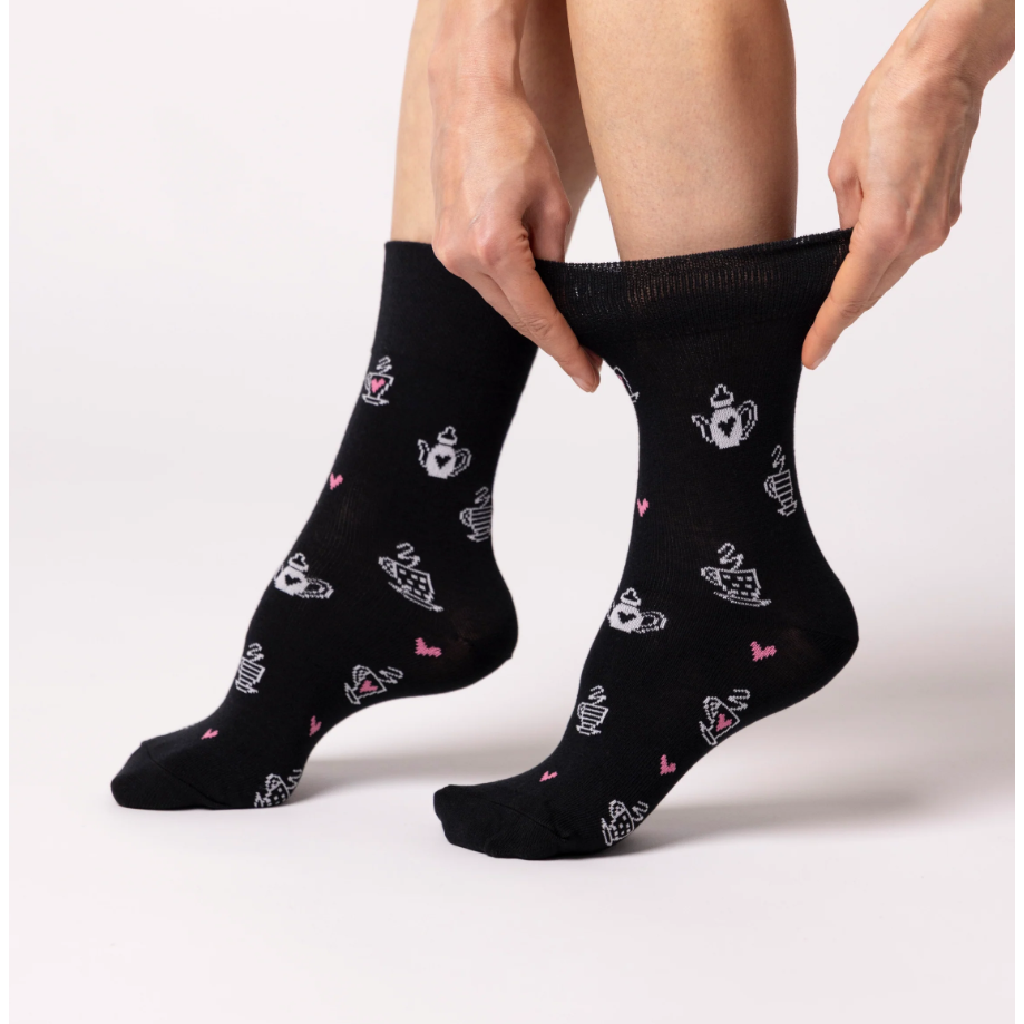12 Pairs Ladies Gentle Grip Socks - Afternoon Tea