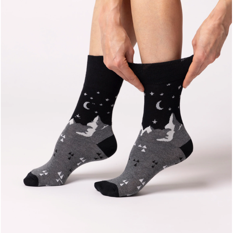 12 Pairs Ladies Gentle Grip Socks - Moon & Stars