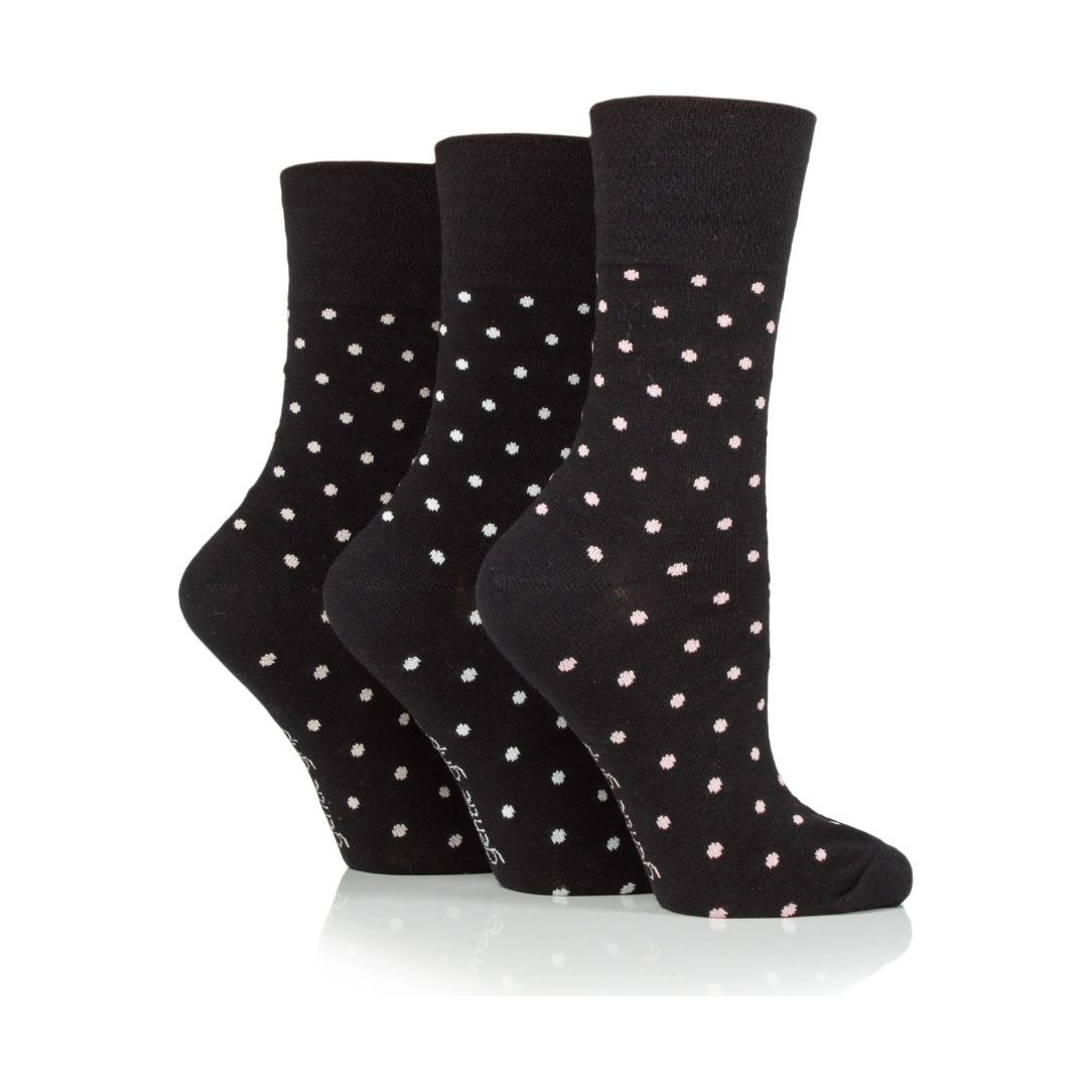 12 Pairs Ladies Gentle Grip Socks - Digital Dots