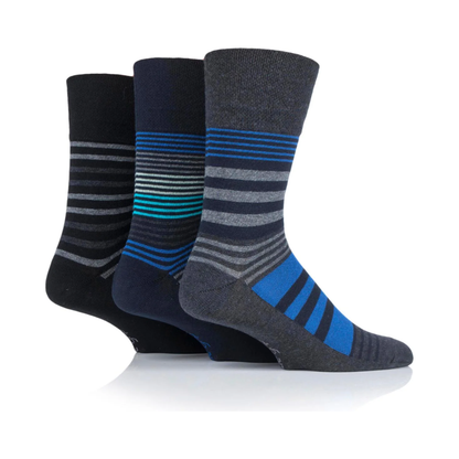 12 Pairs Mens Gentle Grip Socks - Linear Vision