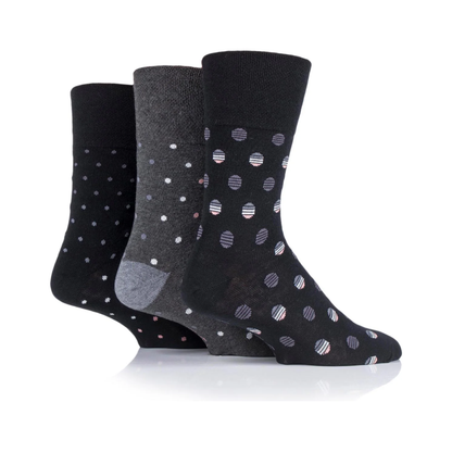 12 Pairs Mens Gentle Grip Socks - Polka Pop
