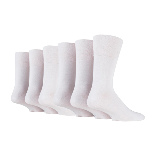 6 Pairs Men's Diabetic Socks - White