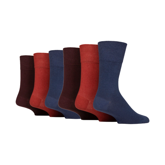 6 Pairs Men's Diabetic Socks - Orange Mix