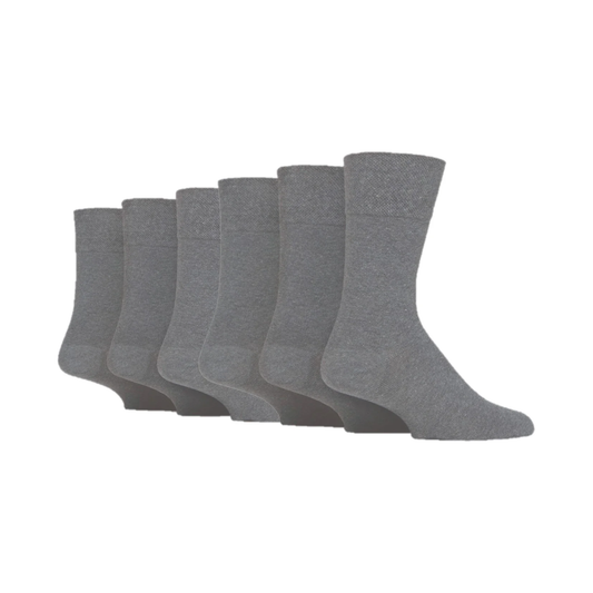 6 Pairs Men's Diabetic Socks - Grey