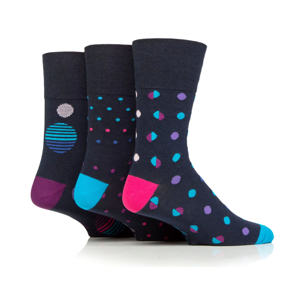 12 Pairs Mens Gentle Grip Socks - Neon Dots